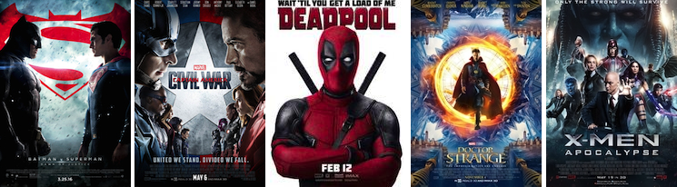 From Left to Right: Warner Bros., Walt Disney Studios, 20th Century Fox, Walt Disney Studios, 20th Century Fox